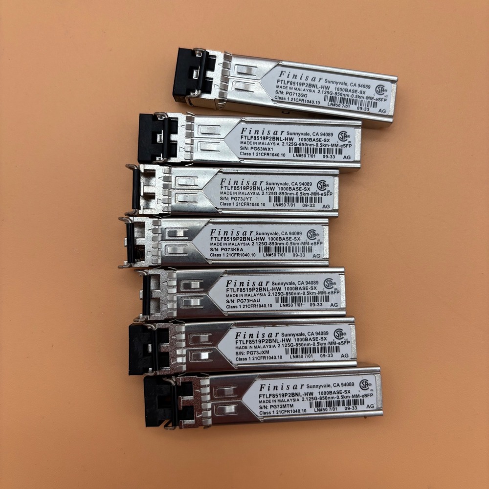 Lot of 7 Finisar FTLF8519P2BNL-HW 1000BASE-SX 850nm 0.5km SFP Transceiver